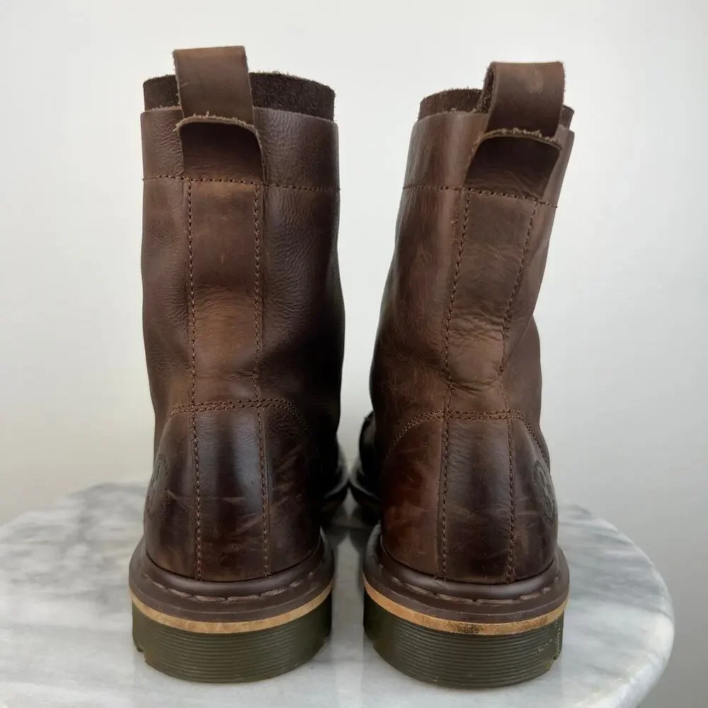 Dr. Martens Pier Brown Leather Lace Up Combat Boots Mens Size US 10